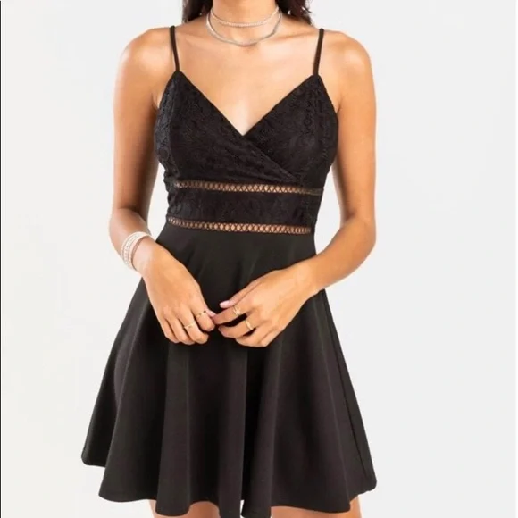 Black lace midi dress from Francescas Black lace midi dress from Francescas